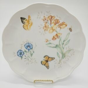 Lenox Butterfly Meadow 11" Dinner Plate Monarch Flowers Porcelain Scallop Edge